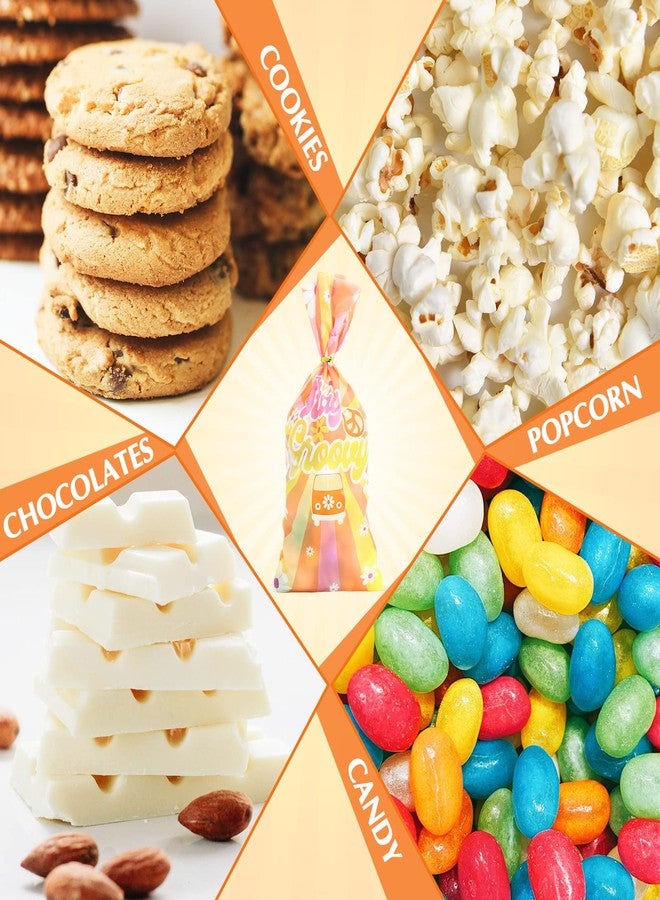 ايباك مجموعة إيباخ من 100 كيس هدايا للحفلات بتصميمات هيبي بوهو، مزينة بزهرة الأقحوان، مع 150 ربطة ذهبية، مثالية لحفلات أعياد الميلاد وحفلات استقبال المولود الجديد المستوحاة من موضة الستينيات والسبعينيات. - Image 4